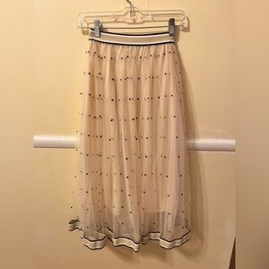 Chic Cream Polka Dot Midi Skirt